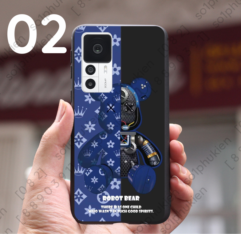 Ốp lưng xiaomi 12t / 12t pro / k50 ultra mặt lưng ép kính in hình gấu đẹp