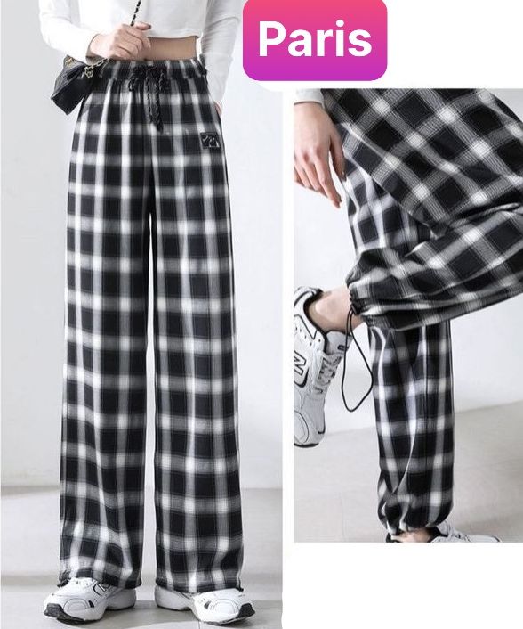 QUẦN ỐNG RỘNG SUÔNG NỮ , QUẦN JOOGER CARO NHẬT BẢN HOT TREND CAO CẤP PHỐI SANG CHẢNH SÀNH ĐIỆU - PARIS FASHION