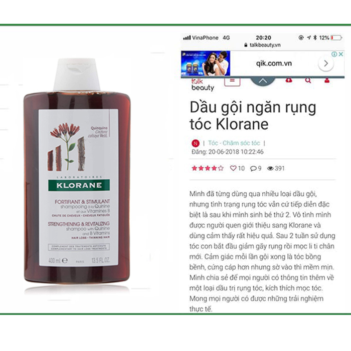 Dầu Gội Thảo Dược Klorane 400ml Ngăn Rụng Tóc Của Pháp