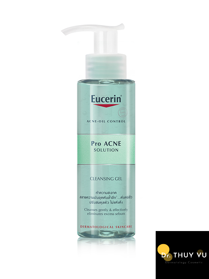 Sữa Rửa Mặt Eucerin Cho Da Dầu Mụn- Eucerin Pro ACNE Solution Cleansing Gel 200ml Acne Oil Control Proacne