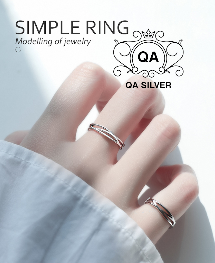 Nhẫn bạc 925 tầng đan chéo nữ form nhỏ ngón út S925 LAYER QA SILVER Ring RI210202