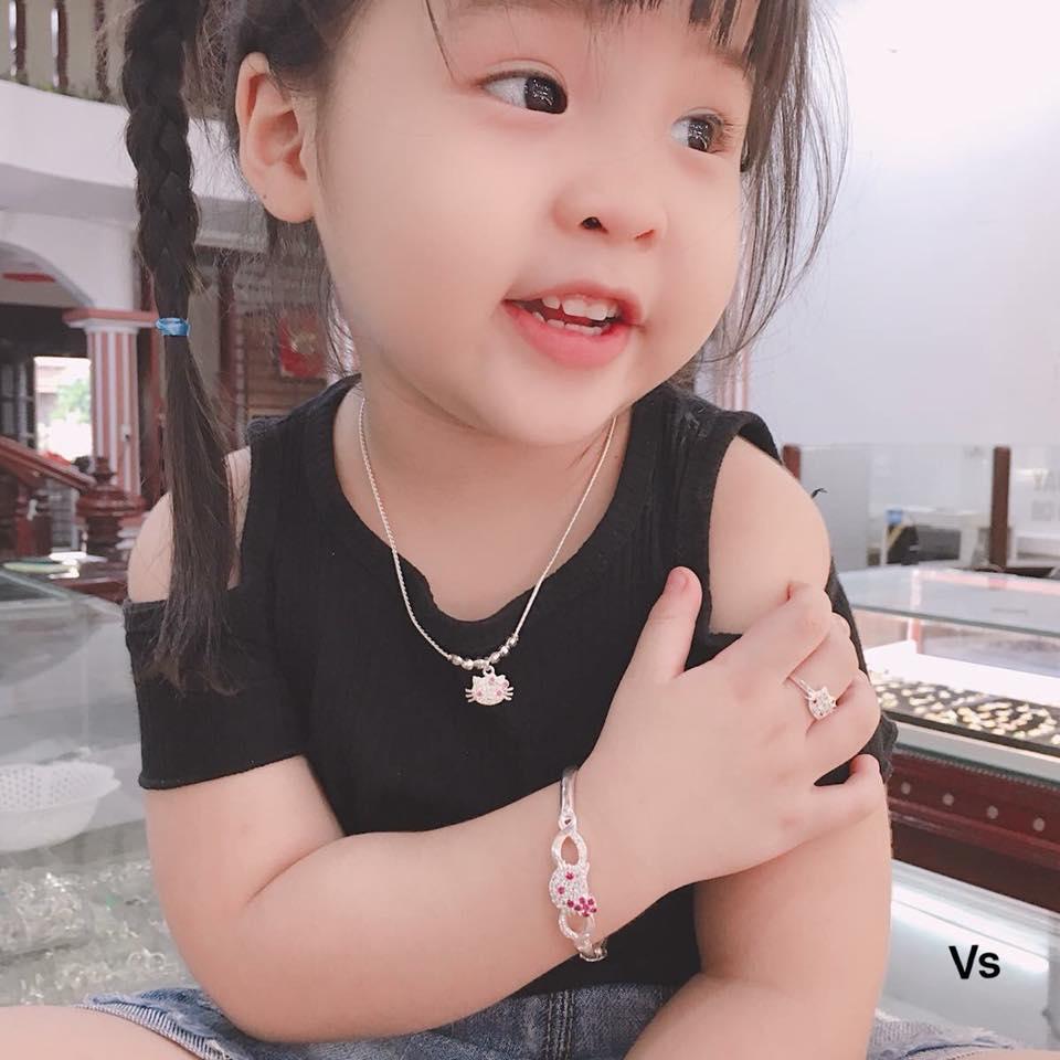 Dây chuyền bạc cho bé gái hình mèo kitty