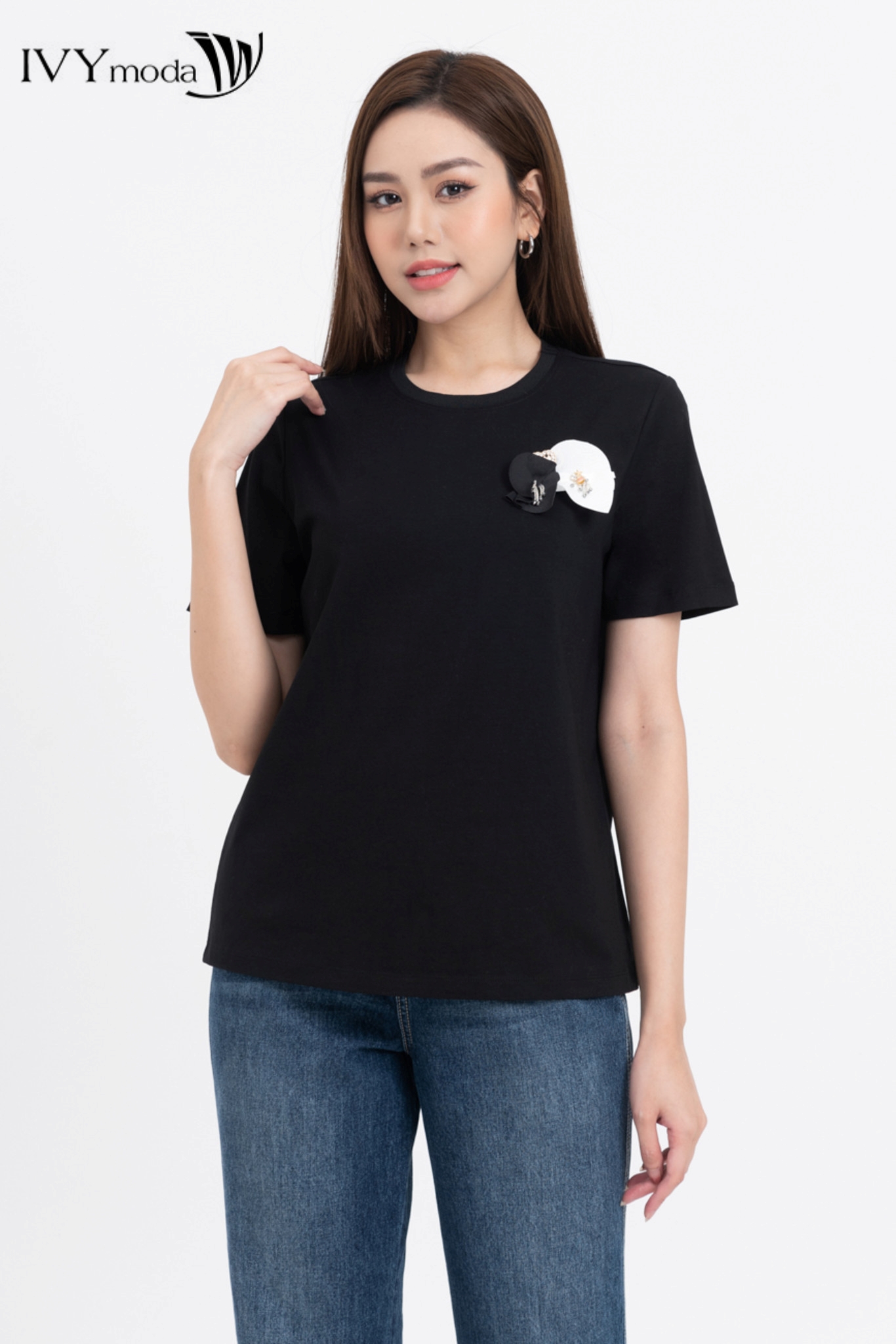 Áo thun đính hoa IVY moda MS 57M7761