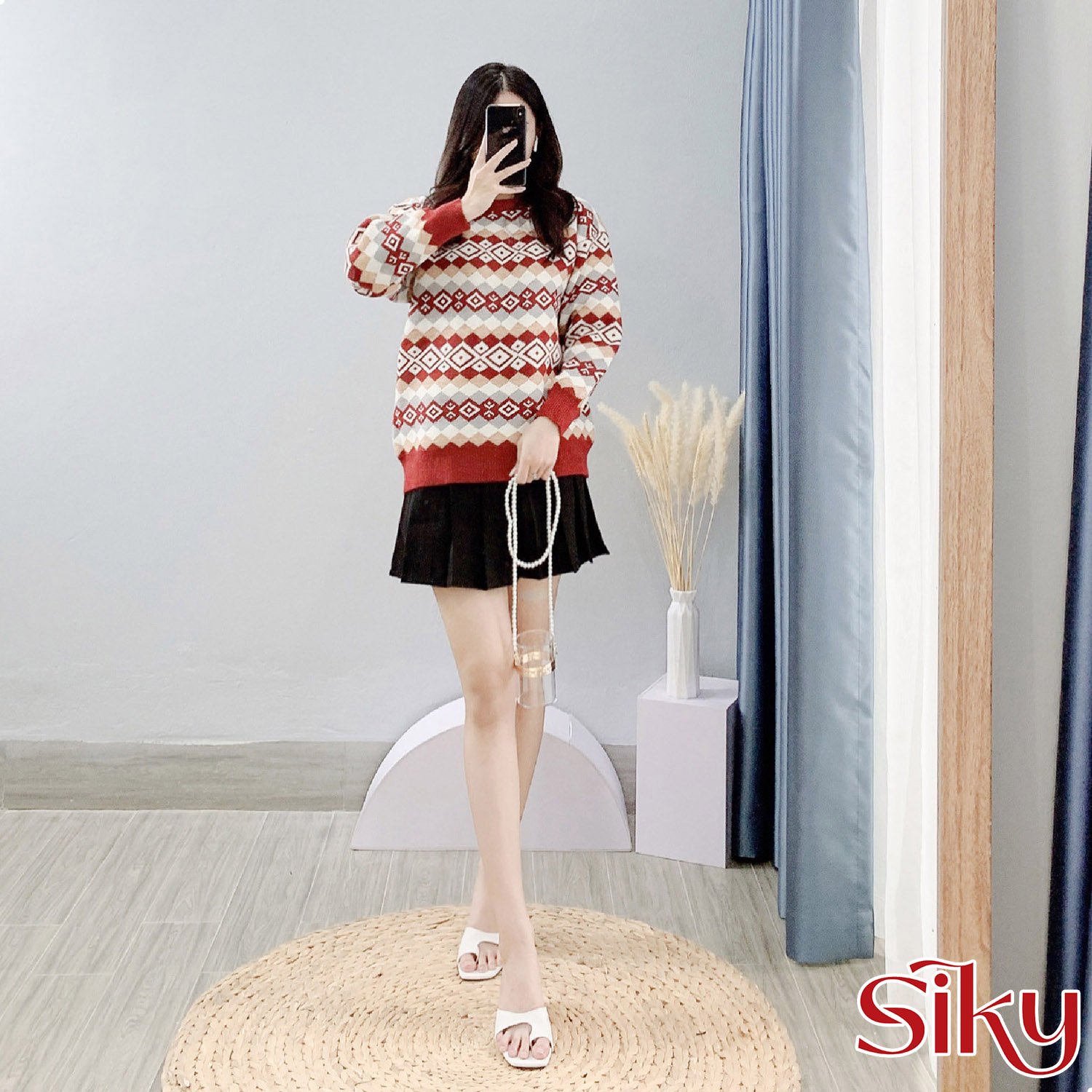 Áo len noel nữ SIKY - len giáng sinh họa tiết boho - AL08