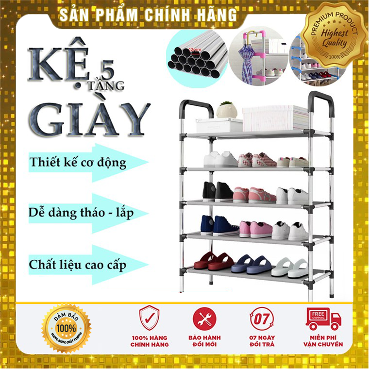 [ HÀNG CHUẨN ] ke giay dep, Kệ giày dép 5 tầng khung nhôm, giá để giày nhôm 5 tầng,giầy dép,kệ để đồ,kệ sách, đồ nội thất (ngẫu nhiên )