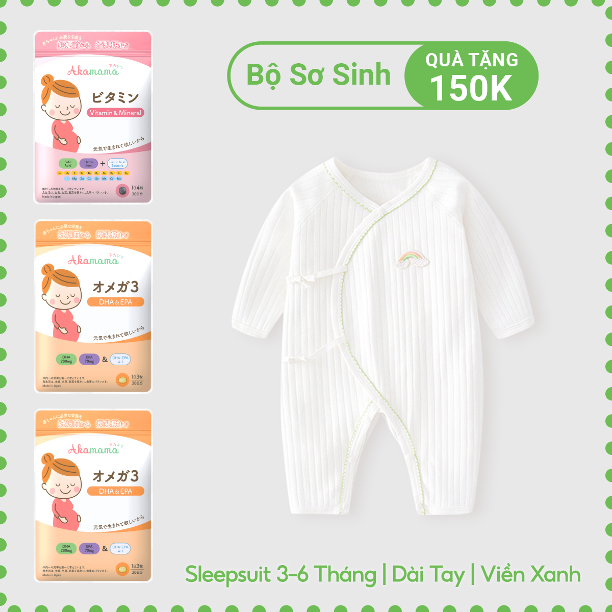 [QUÀ TẶNG 150K] COMBO 2 DHA + 1 Sắt & Vitamin cho bà bầu Akamama, Nhật Bản