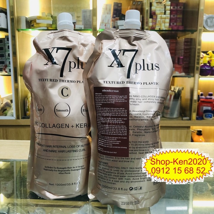[Combo] Uốn duỗi ép tóc X7 Plus Collagen Keratin 1000ml A-B-C