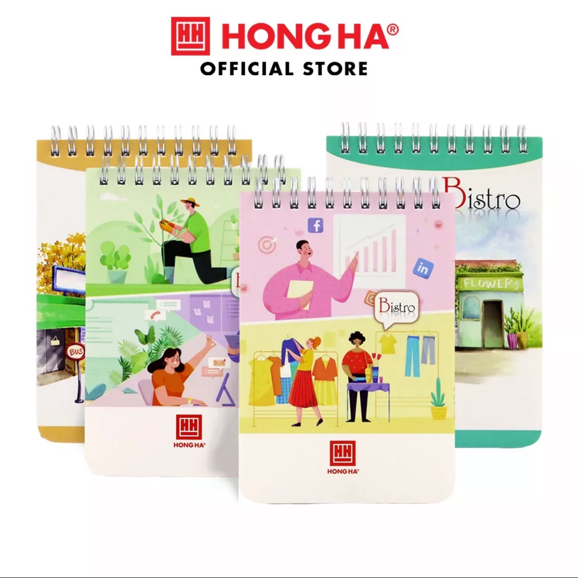 Sổ lò xo ngang Hồng Hà A6 Bistro 200 trang, kẻ ngang, định lượng 70gsm