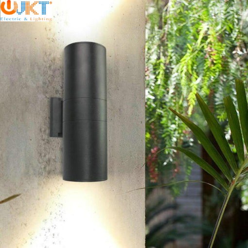 Đèn gắn tường ngoài trời hình ống trụ hiện đại hắt 2 đầu
