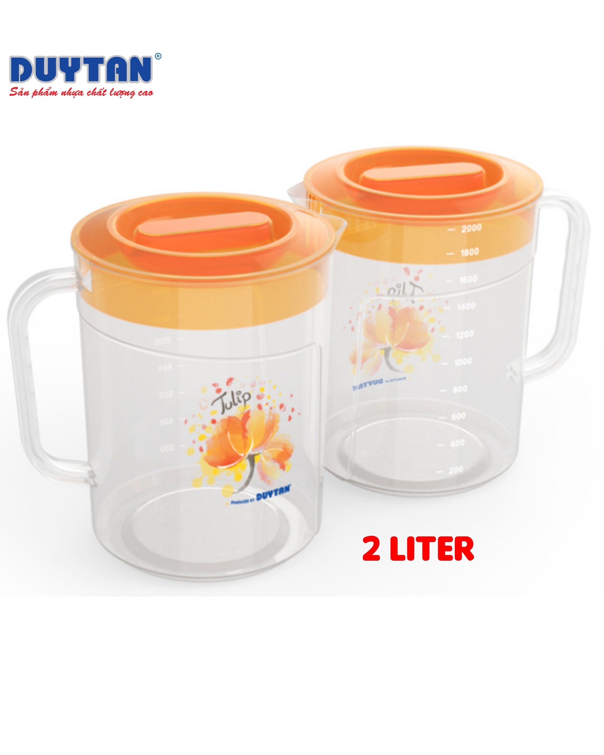 Ca nhựa trong tulip duy tân 1 lít/ 1.5 lít/ 2 lít/ 2.5 lít - nhựa trong suốt, có vạch chia
