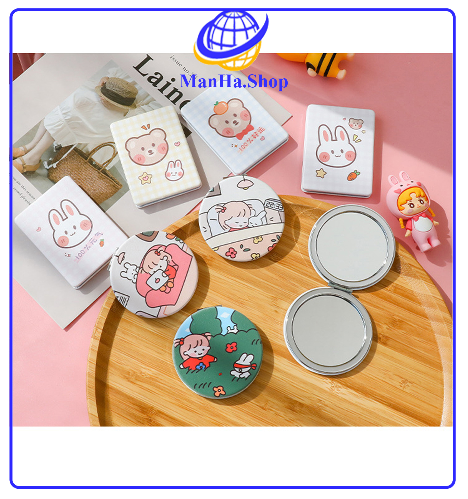 Gương gập mini bỏ túi, Gương gấp gọn 2 mặt