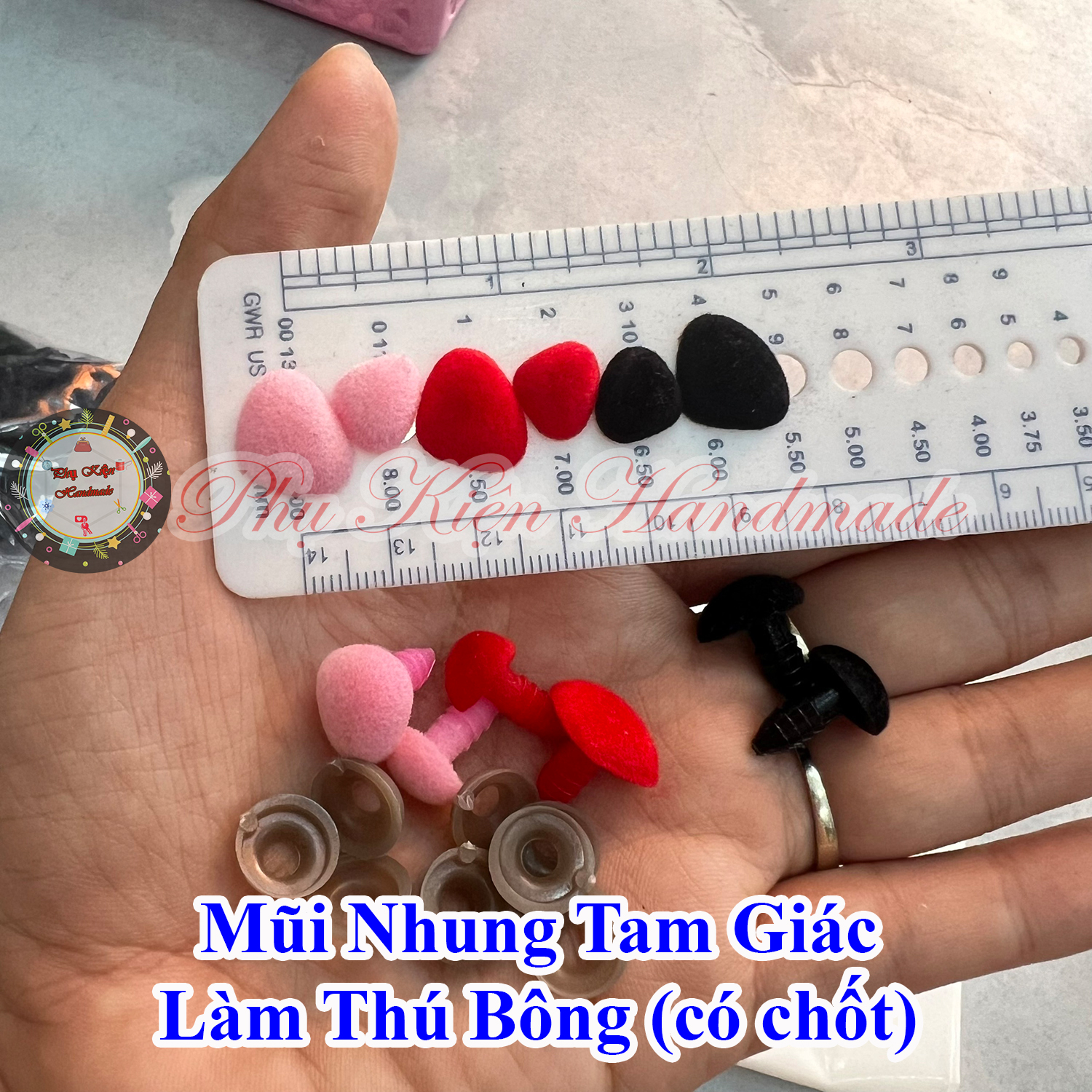 Mũi nhung tam giác làm thú bông (có chốt)