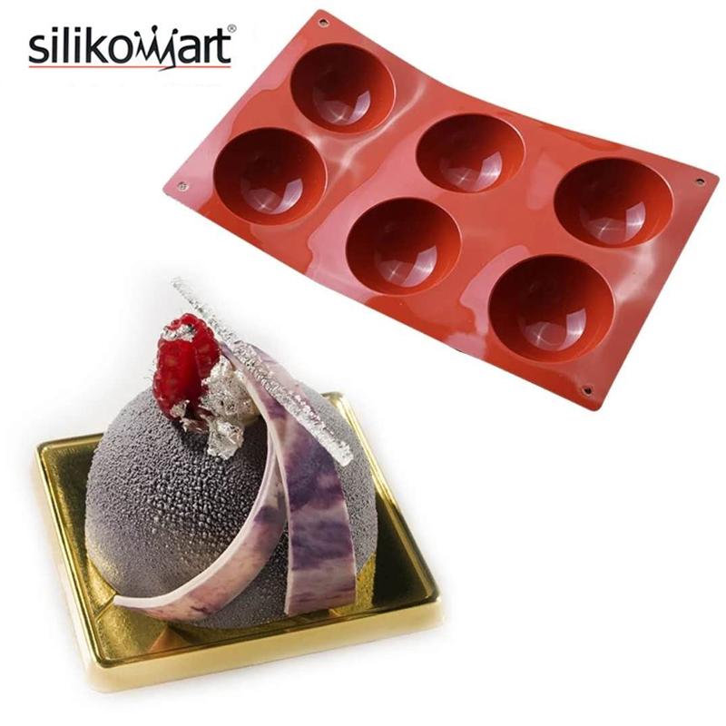 SN Silicone Dòng Ý Silikomart 6 THẬM CHÍ Bán Nguyệt Cầu Bánh Mousse Bánh Nướng Silicone Bộ Tạo Khuôn Hình