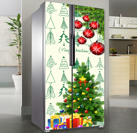 Decal cao cấp chống thấm dán tủ lạnh - Mùa Giáng Sinh
