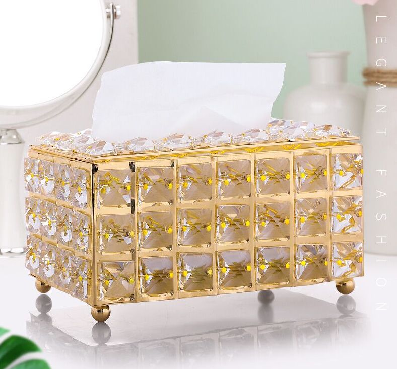 Hộp Đựng Khăn Giấy Pha Lê Đính Đá Cao Cấp