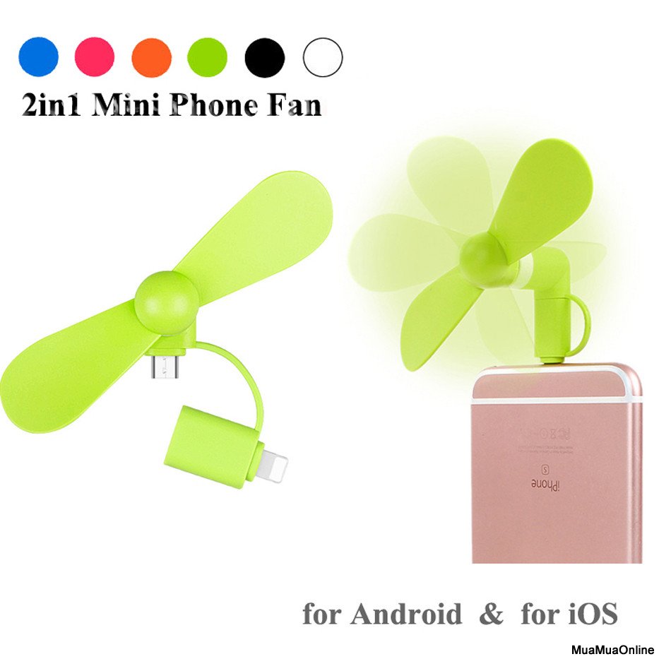[HCM]QUẠT 2 CÁNH 2 ĐẦU CẮM (MICRO IPHONE) DÙNG CHO ĐIỆN THOẠI SAMSUNG VÀ IPHONE