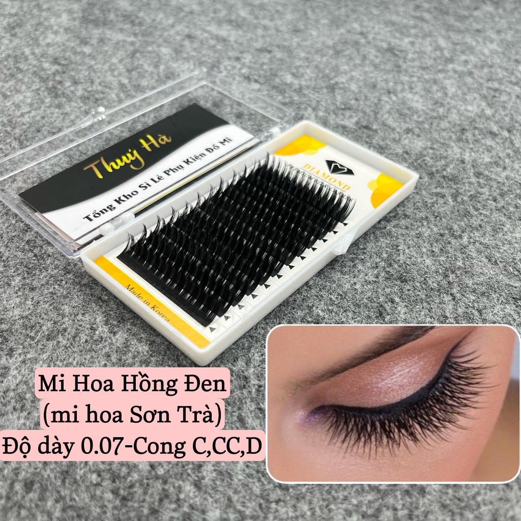 Mi Hoa Hồng Đen, mi hoa Sơn Trà (Dày 0,07mm)_keo nối mi_dụng cụ nối mi_THÚY HÀ