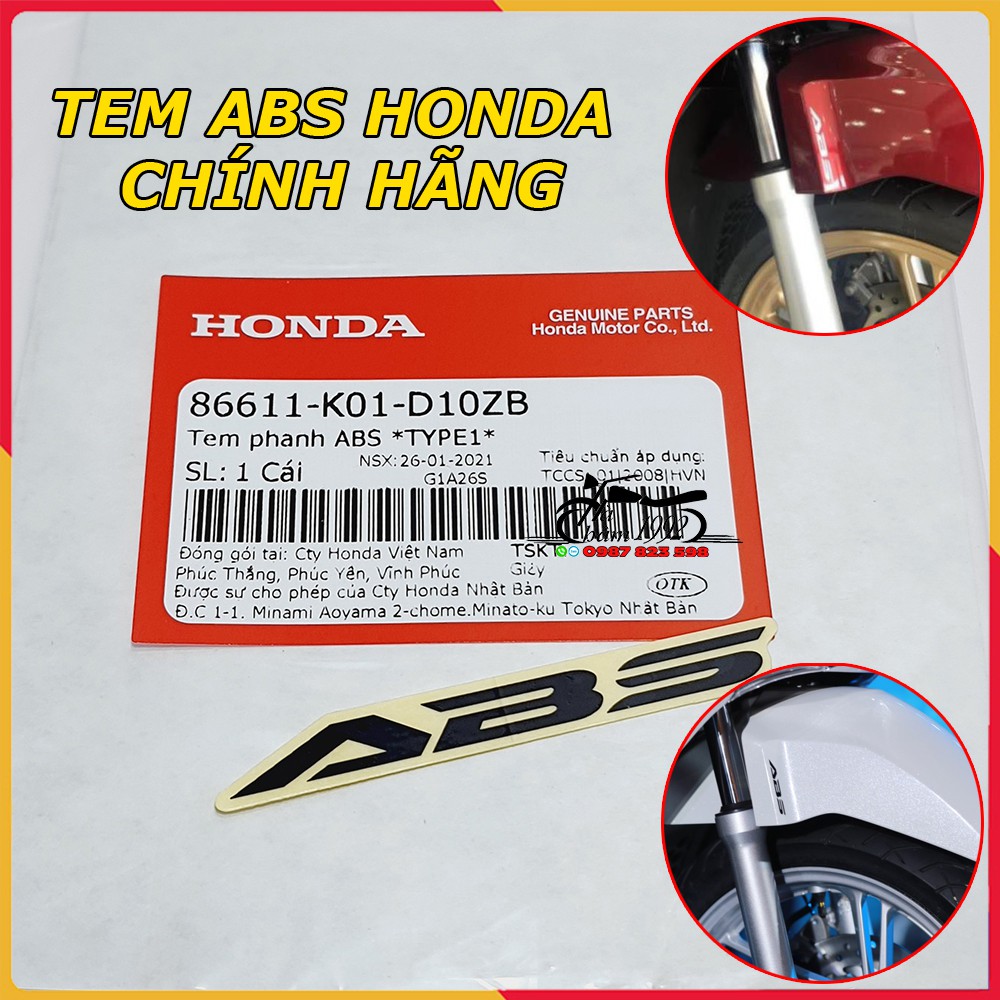 Tem ABS Honda Chính Hãng Dán Honda SH , AB