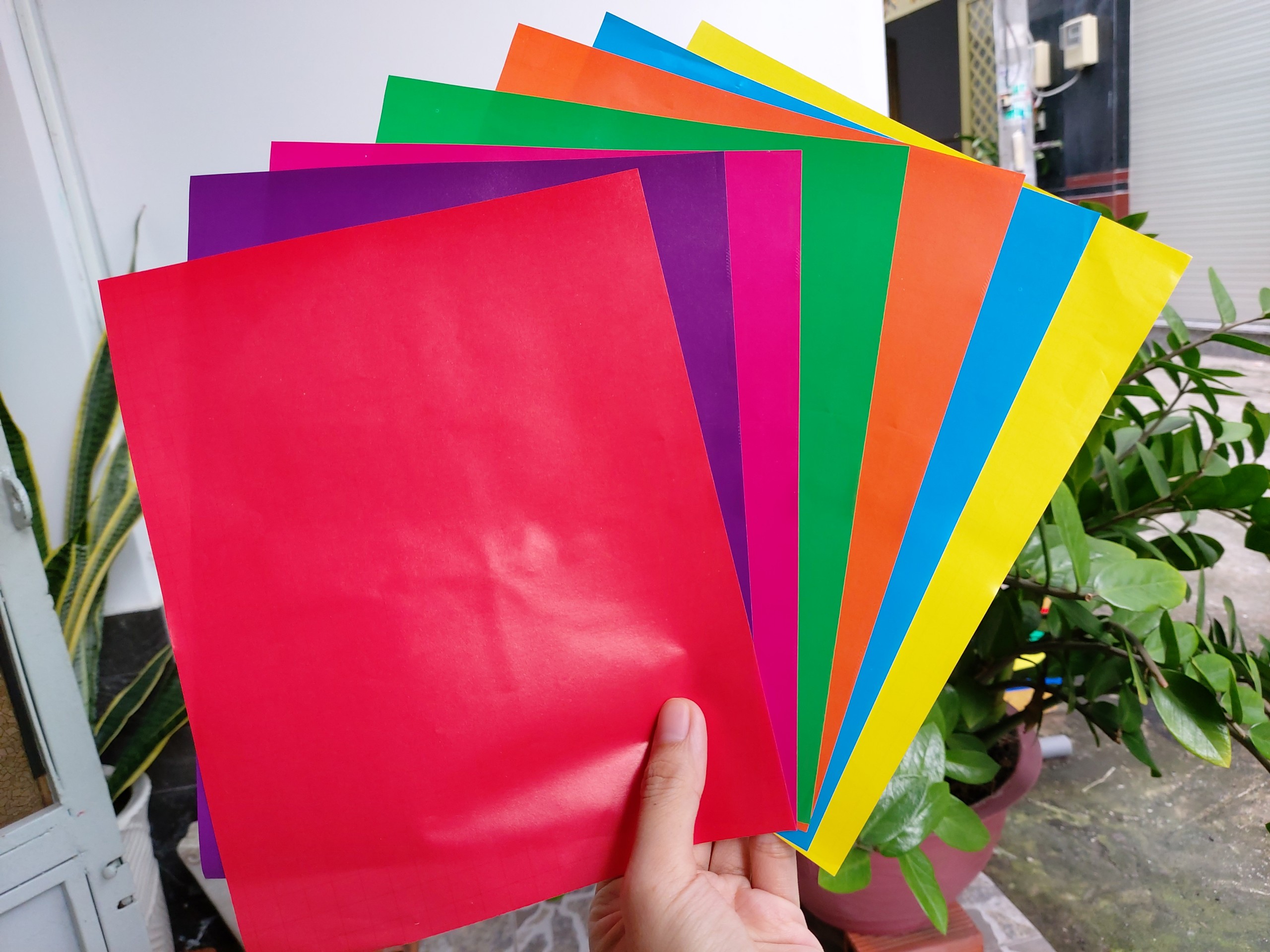 [HCM]10 xấp giấy thủ công 7 màu (70 tờ ) không keo có kẻ ô khổ giấy A5