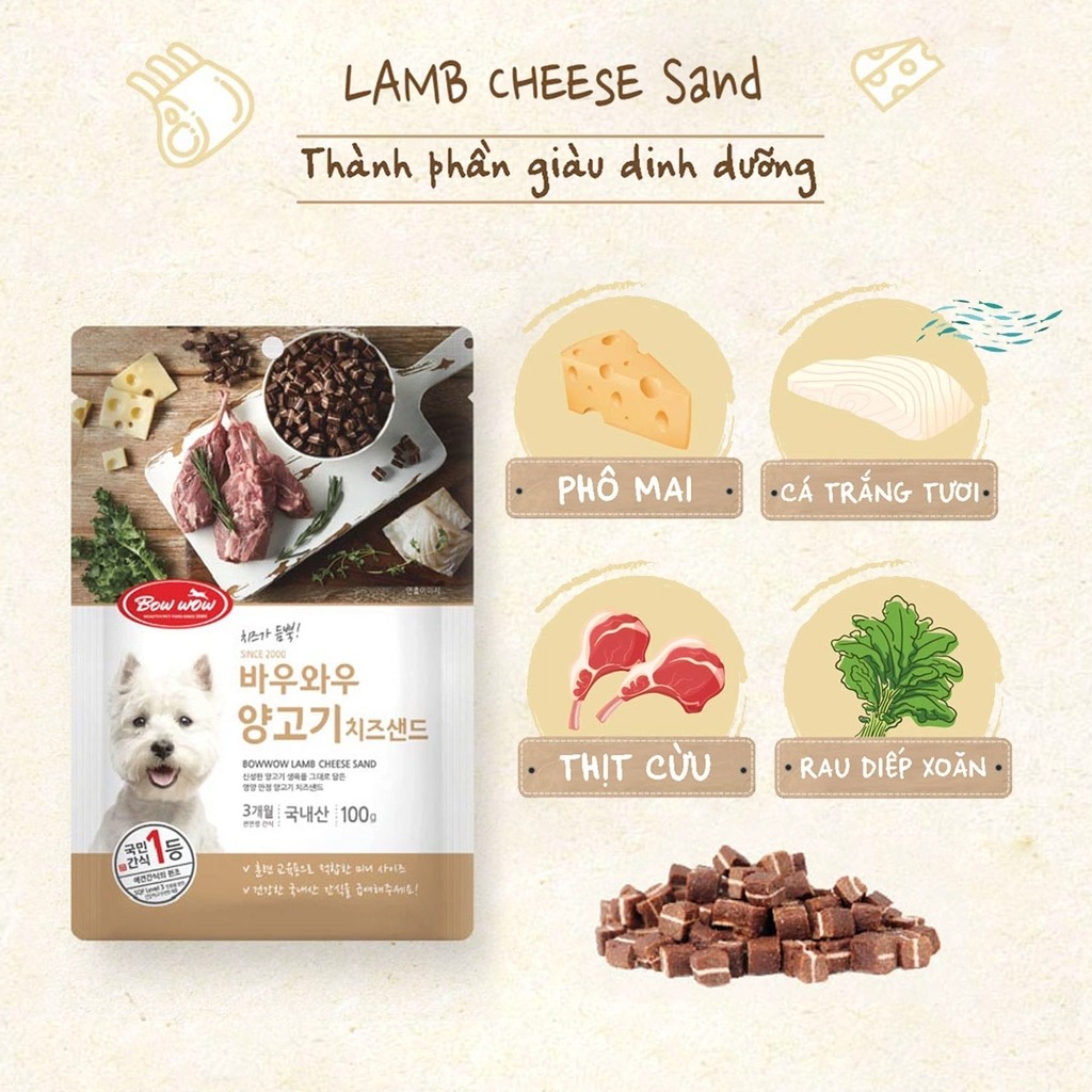Bánh Thưởng Phô Mai Thịt Cừu Bowwow Cho Chó 100g - [Nông Trại Thú Cưng]