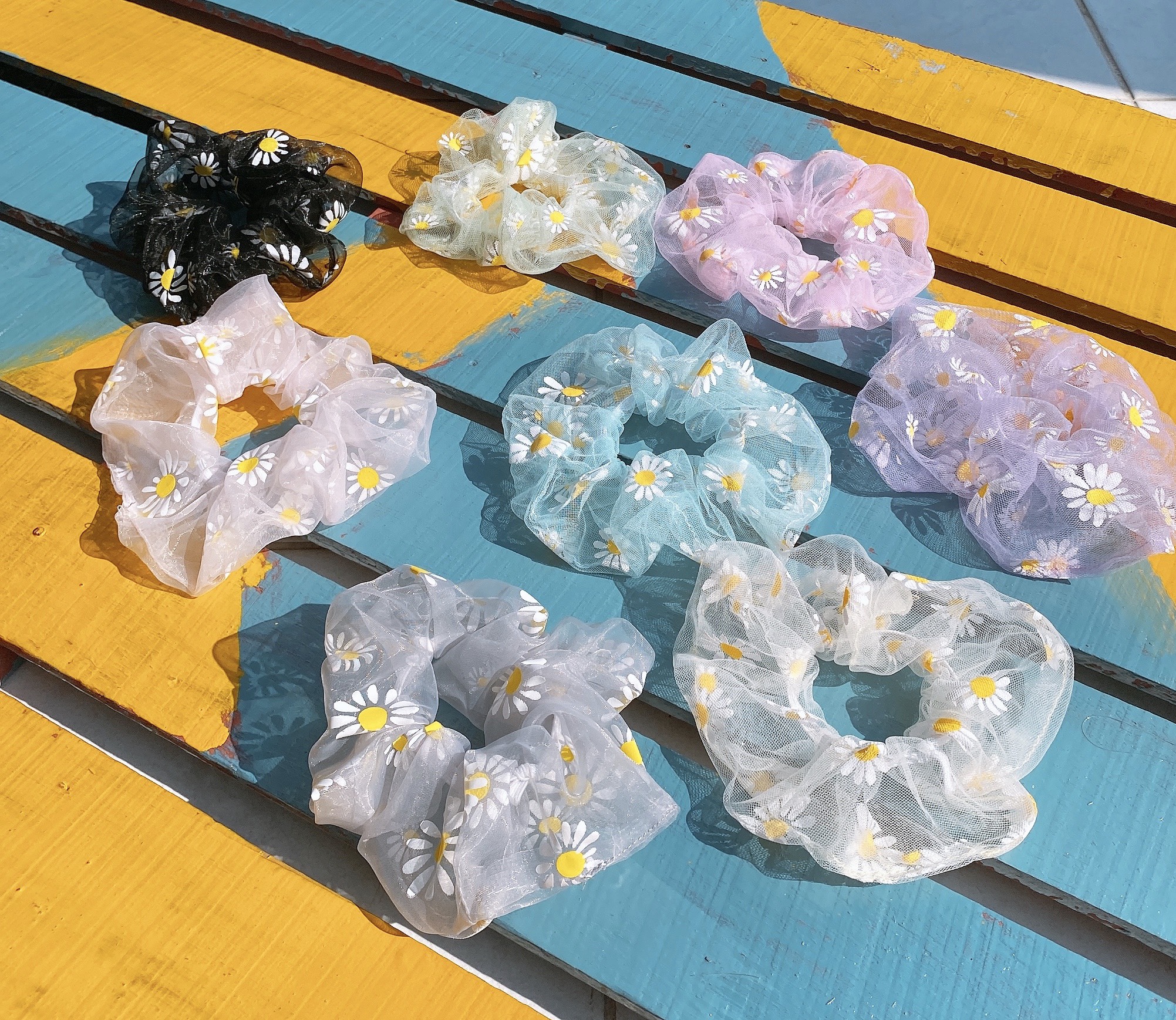 [HCM](HÀNG HOT) Cột (buộc) tóc scrunchies voan lưới cúc họa mi xinh xắn.