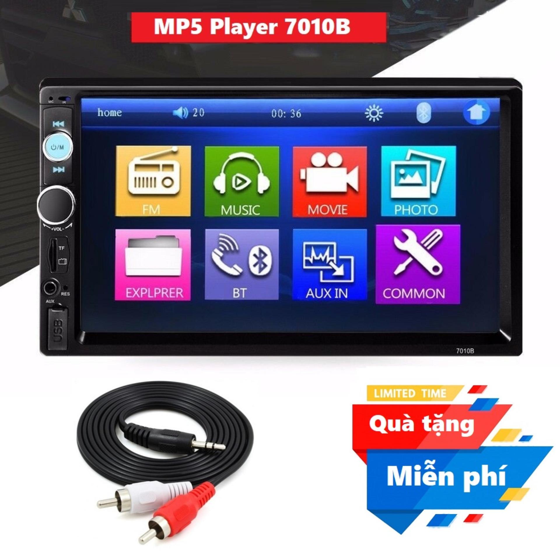 Màn hình 7 inch ô tô 2 din Mp5 đa năng 7010B - MP5 Player 7010B cho ô tô màn hình cảm ứng Tặng kèm Dây loa ra 2 AV 1.5m chất lượng cao