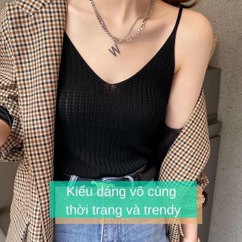 Áo 2 dây len cổ tim mẫu 2022 (Nhiều màu)