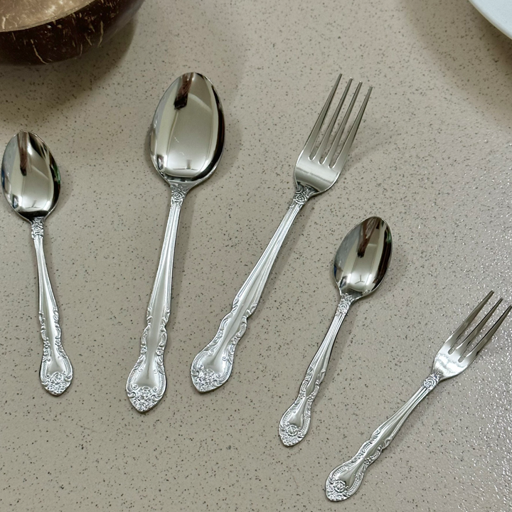 Set Thìa, Dĩa ăn inox Melly Echo Metal (Made in Japan)