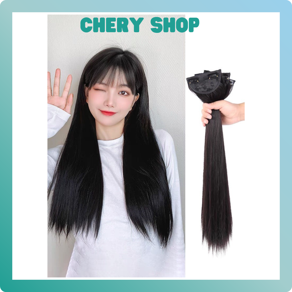 Tóc giả kẹp phím phồng thẳng combo 3 phím giúp làm dày và dài tóc