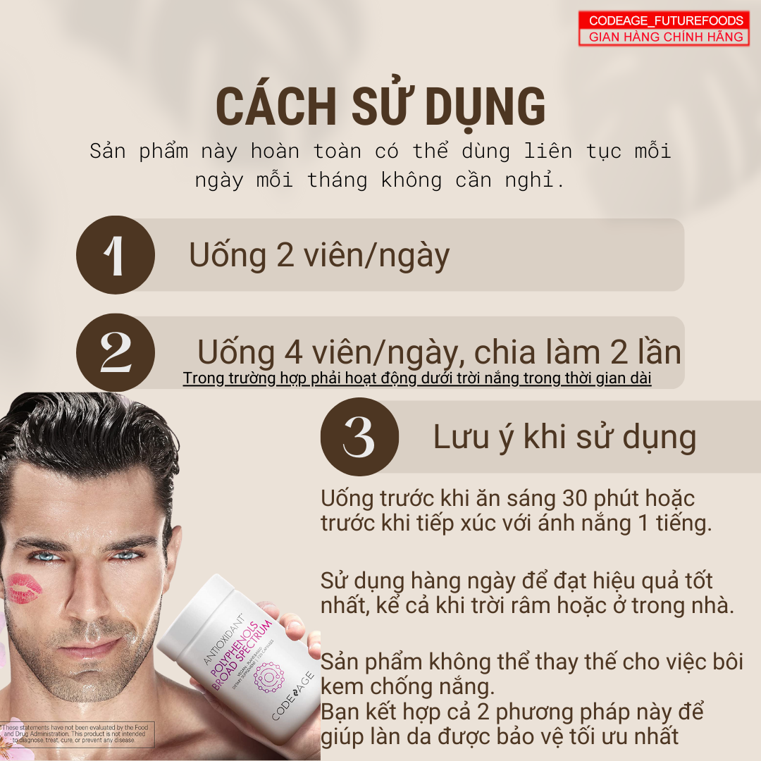 Combo Da Khỏe Săn Chắc, Chống Nắng Hiệu Quả Codeage Collagen Peptides + Codeage Polyphenols Broad Spectrum