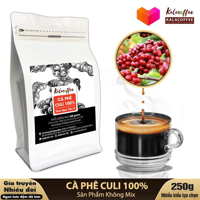 250g Cà phê Culi 100% rang xay Đặc Biệt nguyên chất Pha Phin đậm vị mạnh