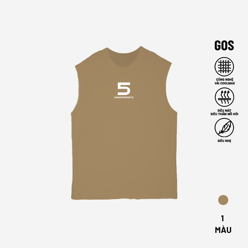 Áo thun nam oversize GOS Five Nâu (phom rộng)