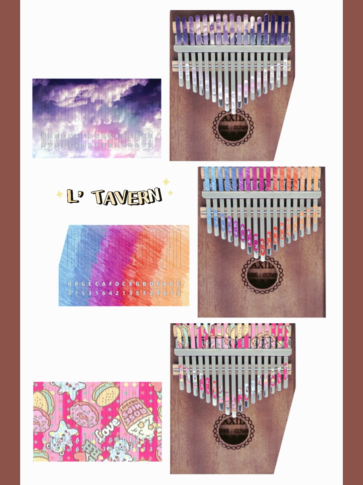 (Dán Phím kalimba 21keys ) sticker dán đàn kalimba 21 phím rẻ đẹp