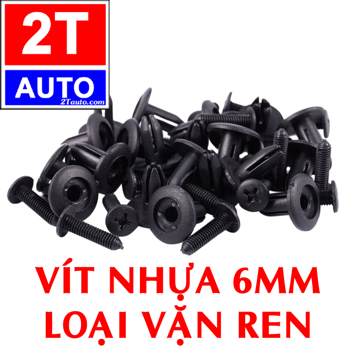 Bộ 10 đinh tán, chốt vít nở vit Nhựa 6mm Loại chuyên dùng có ren cho xe hơi ô tô