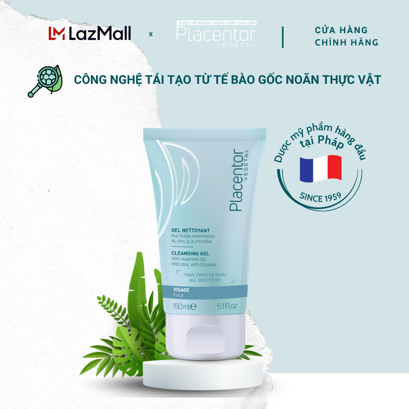Gel rửa mặt sạch sâu dành cho mọi loại da từ thực vật Placentor Cleansing Gel Face