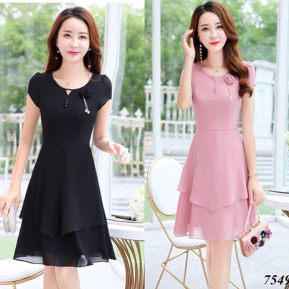 [HCM]ĐẦM XÒE VOAN KÈM HOA CỰC SANG TRỌNG