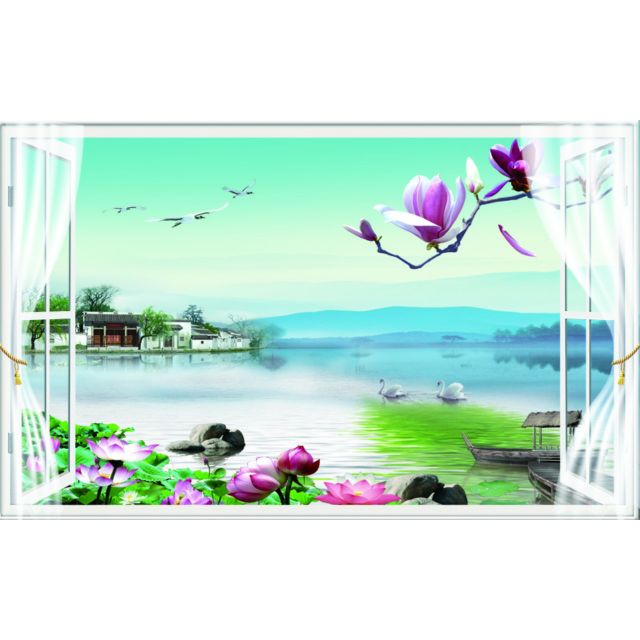 Tranh dán tường cửa sổ 3D