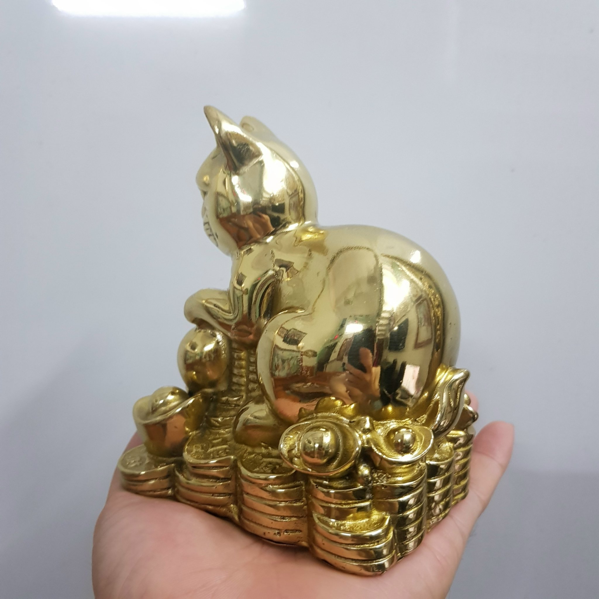 Tượng mèo kim tiền bằng đồng MS34