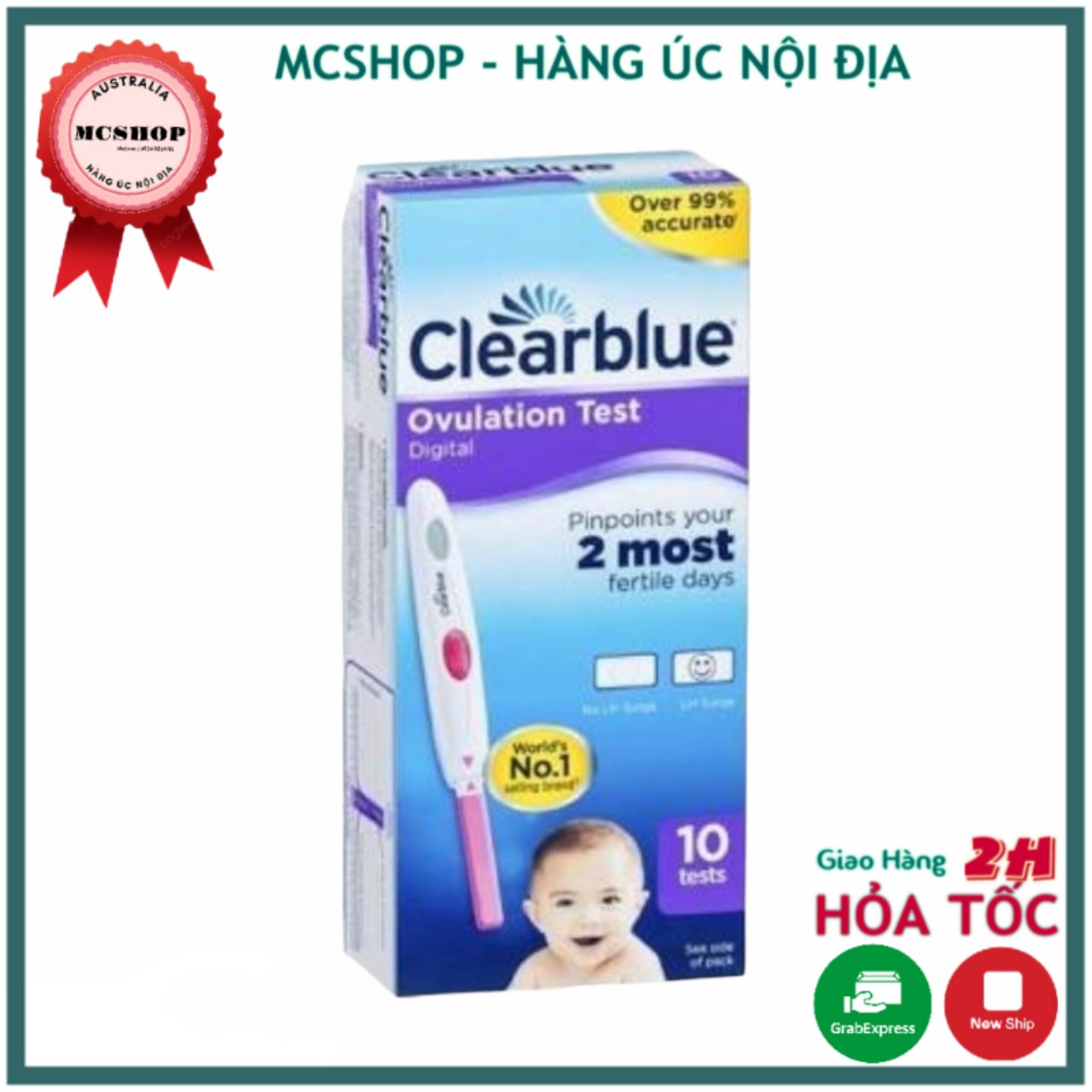 QUE THỬ RỤNG TRỨNG ĐIỆN TỬ CLEARBLUE 10 test