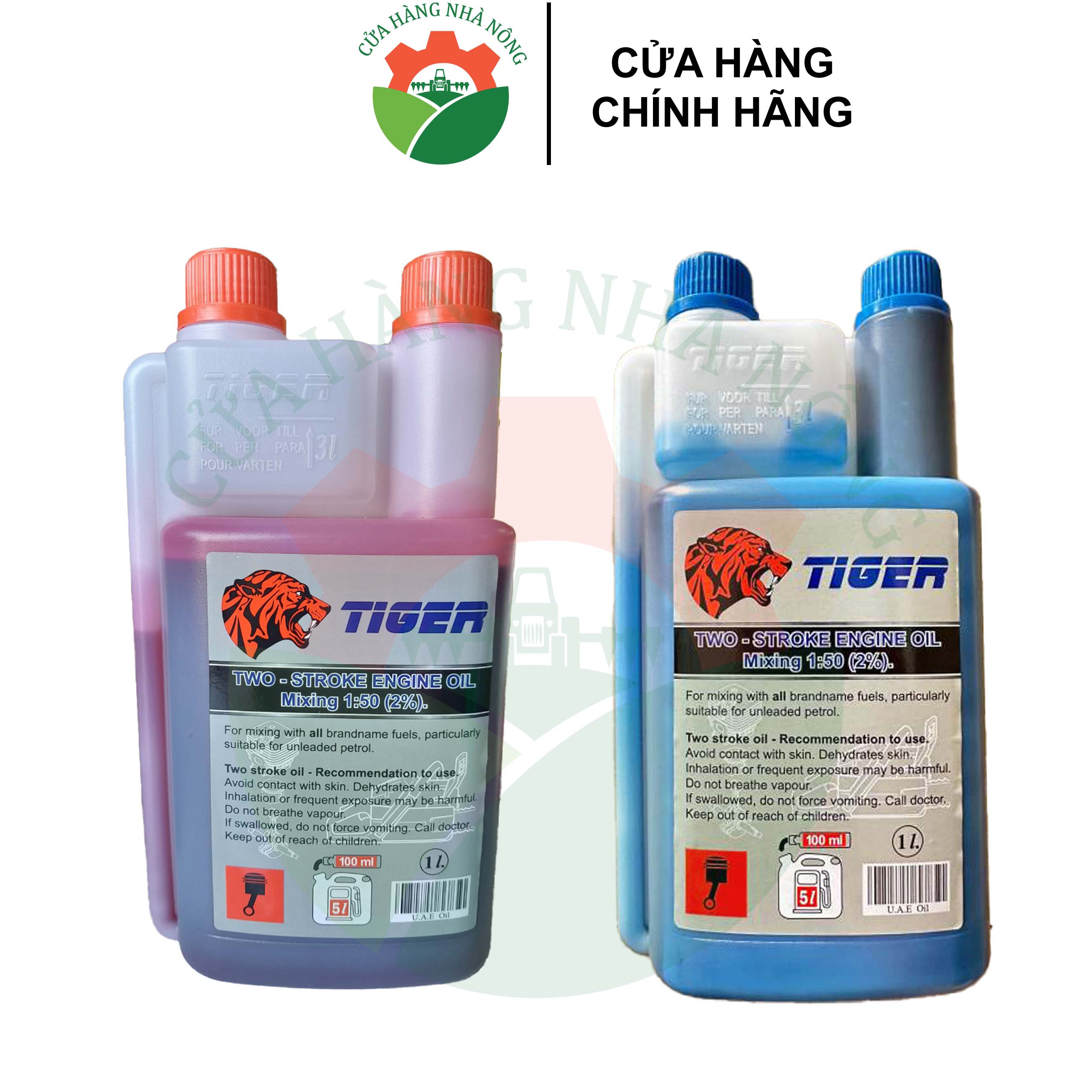 Nhớt 2 thì tiger 1l xanh/đỏ chính hãng