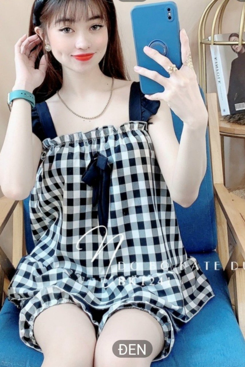 [HCM] Bộ đùi sọc caro tay cánh tiên siêu xinh FREESIZE DƯỚI 53KG