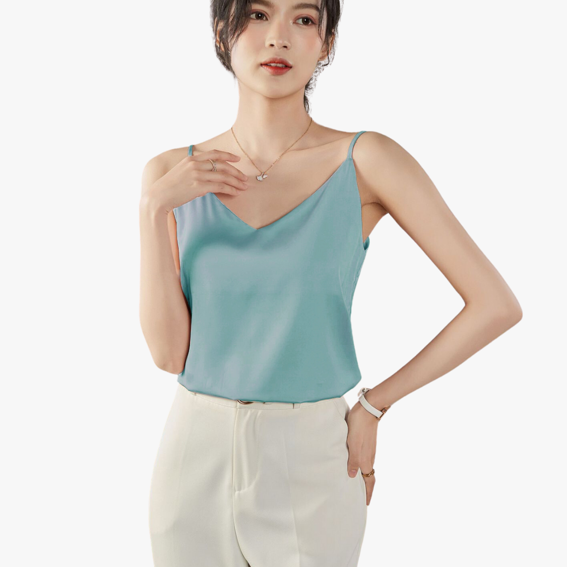 Áo Lụa 2 Dây Nữ Madela Lụa Hàn Cao Cấp Mềm Mịn, Áo Hai Dây Lụa