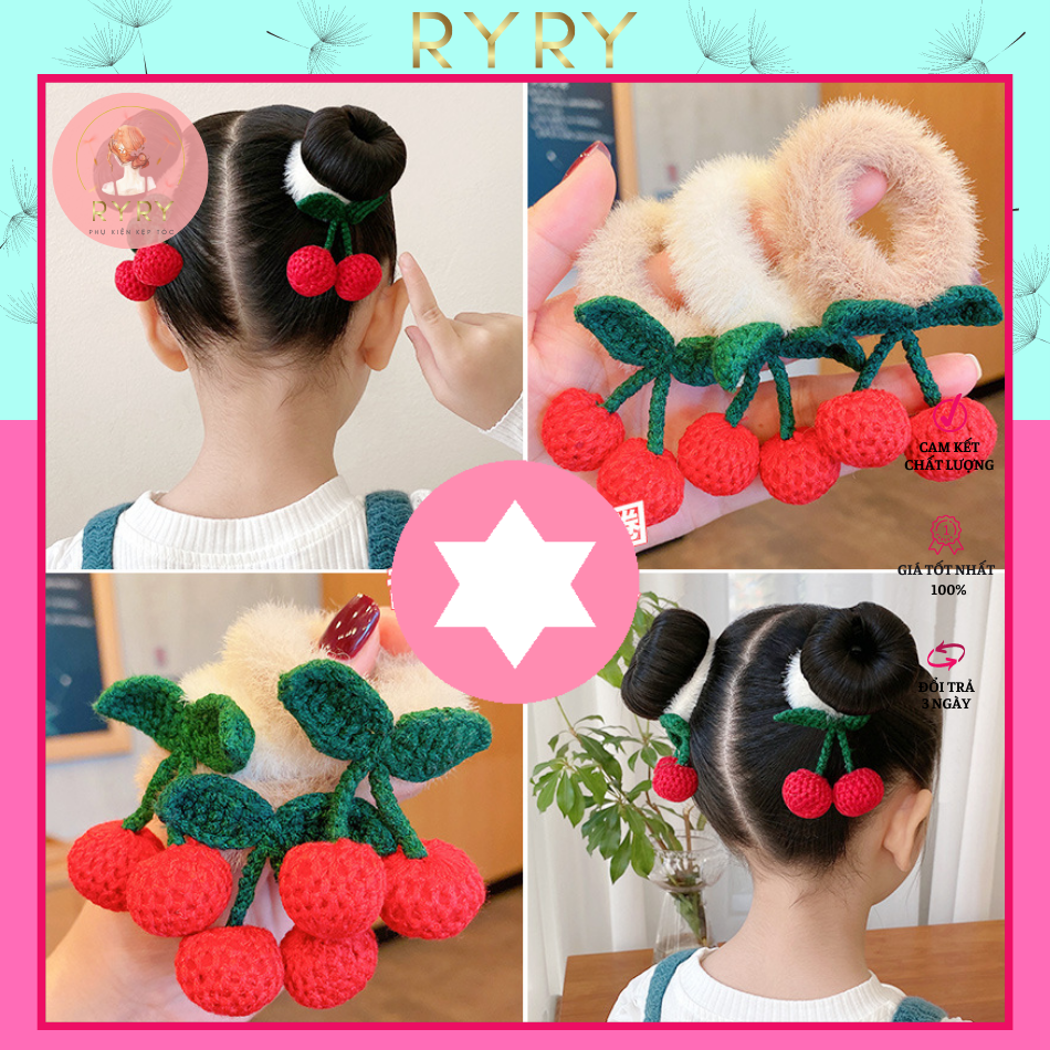 Dây Cột Tóc Cho Bé Chùm Cherry Xinh Xắn