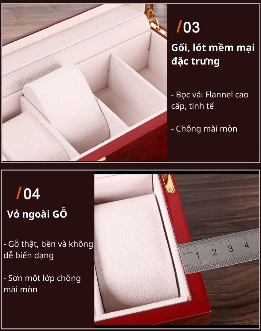 [HCM]Hộp đựng đồng hồ gỗ 6 chiếc