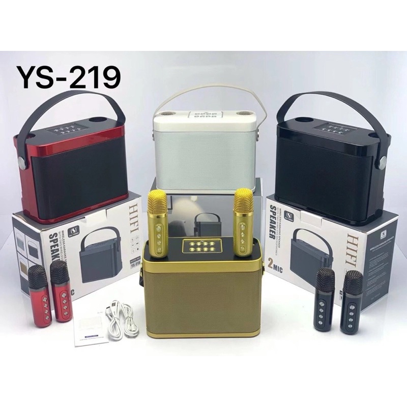 Loa Bluetooth YS-219 kèm 2 micro karaoke công suất 20 W