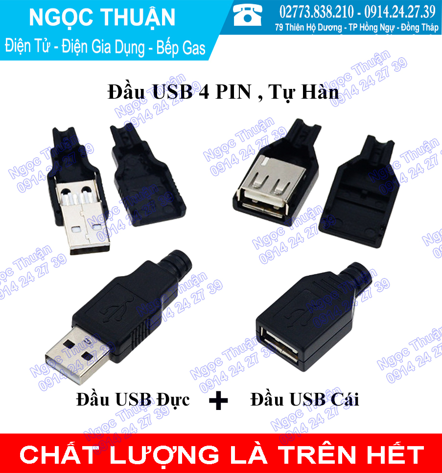 Cặp đầu USB ( Đực - Cái , Tự hàn )