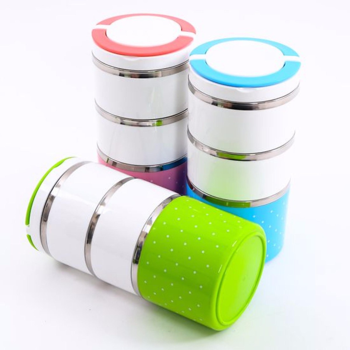 Hộp cơm giữ nhiệt 2 ngăn LUNCH BOX (Hồng)