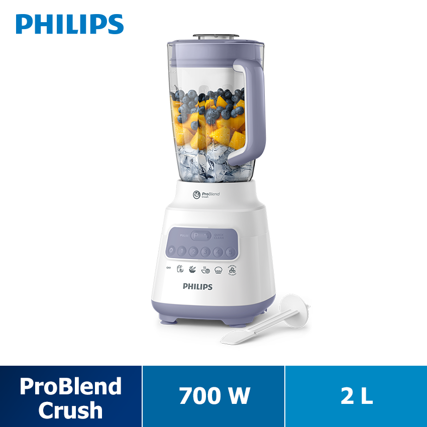 Máy Xay Sinh Tố Philips HR2221/00 - Công Suất 700W - Công Nghệ Problend Crush - Bộ 2 Cối - Dung Tích Cối Lớn 2L - Hàng Phân Phối Chính Hãng