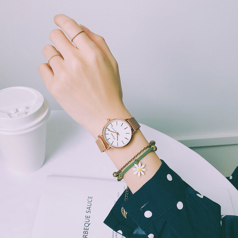 Đồng hồ thời trang nữ Ulzzang dây lưới nam châm cá tính