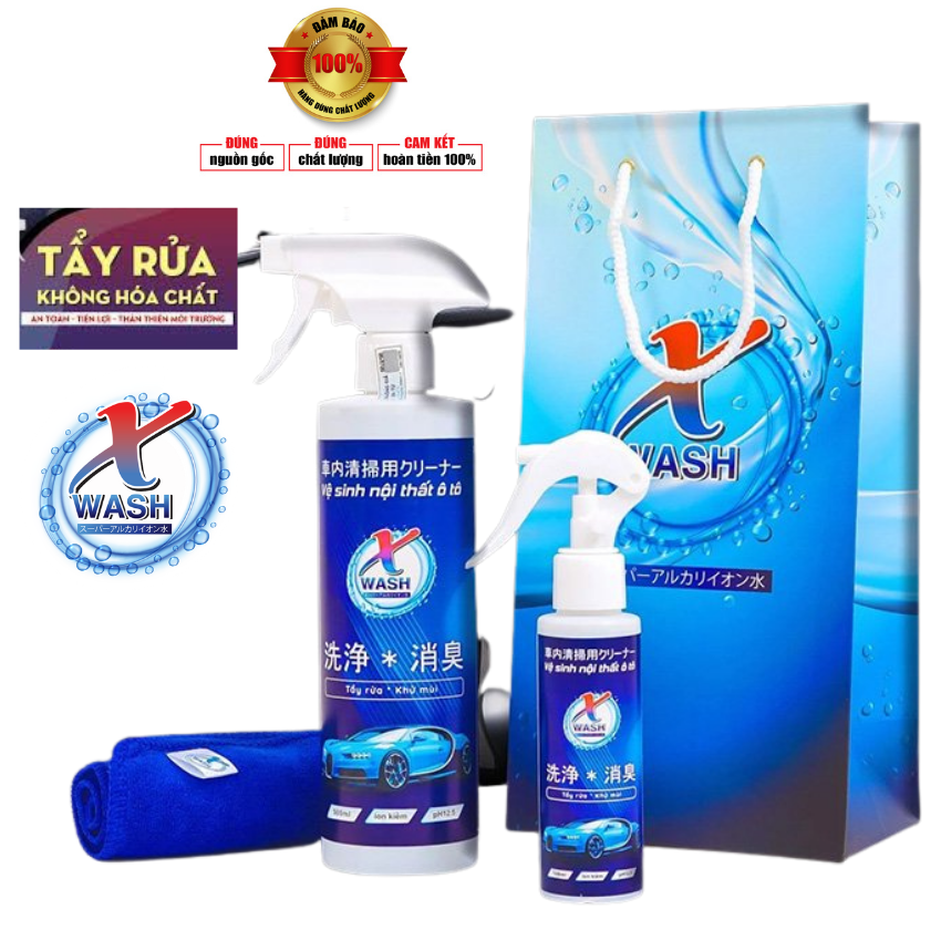 [Mua 1 tặng 1] Xwash Nước ION Kiềm tẩy rửa nội thất Ô Tô cao cấp 500ML (tặng xịt bọt Flamingo 99k)